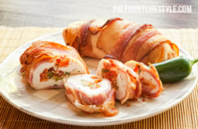 Bacon-Wrapped Salsa Stuffed Chicken