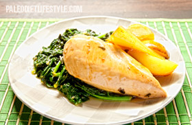 Balsamic Chicken and Pears with Spinach