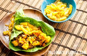 Chicken Curry Rolls With Mango Chutney