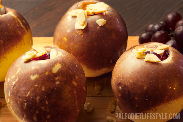 Almond and Grape stuffed pears