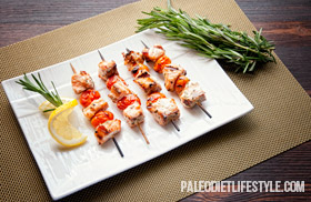 Grilled Salmon-Tomato Skewers