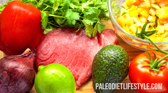 Tuna With Avocado Salsa preparation