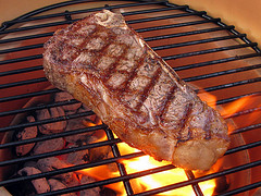 Grilling steak