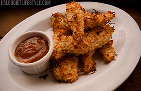 Coconut crusted chicken strips