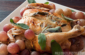 Roast chicken with grapes