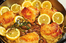 Olive, garlic and lemon chicken