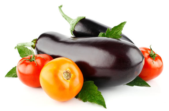 eggplant and tomatoes